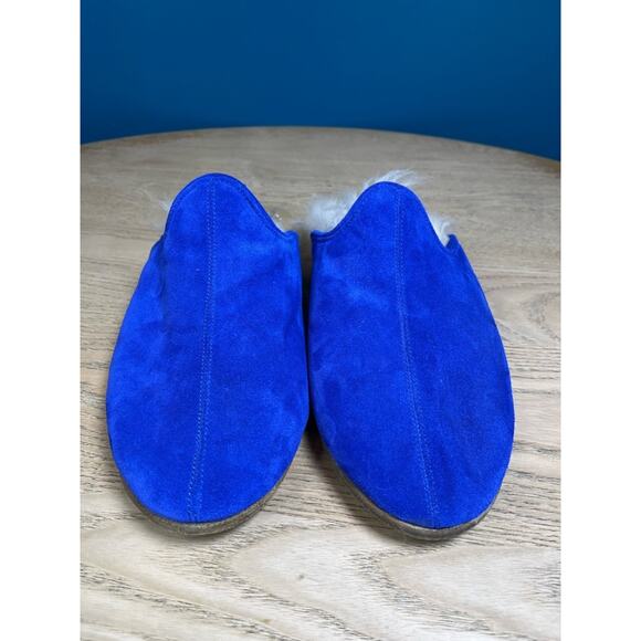 New! Sabah Electric Blue Suede Shearling Baba Mule Slipper Size 43 Men’s 10-10.5 main image 5